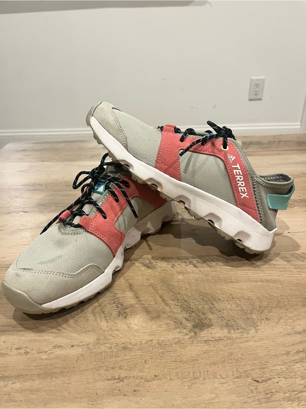 Adidas Terrex Coral Accent Trail Sneakers with Mint Pull Tab (W8.5)